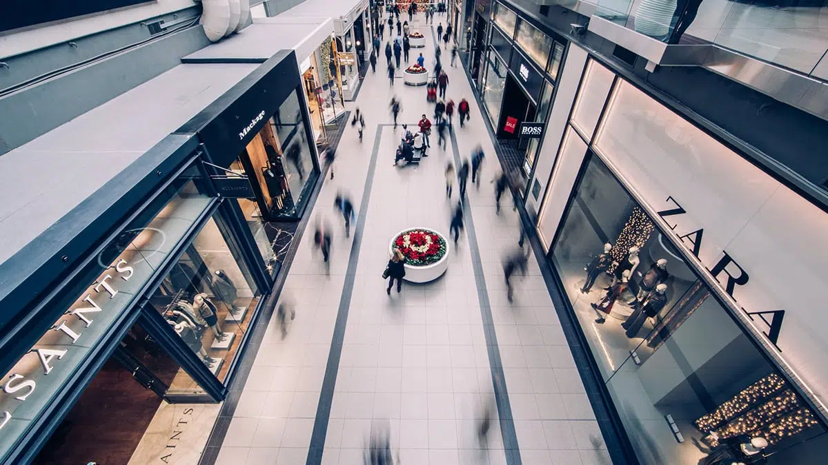 B2B market research companies working in a busy shopping centre to illustrate Mackman Research's work